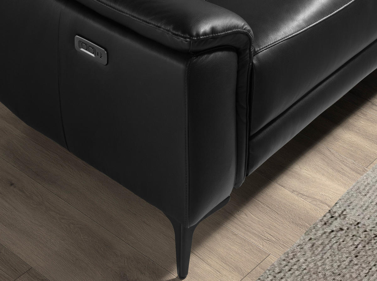 ECKSOFA Ecke Schwarz 272/168/96 cm - Schwarz, Leder (272/168cm) - ANGEL CERDA