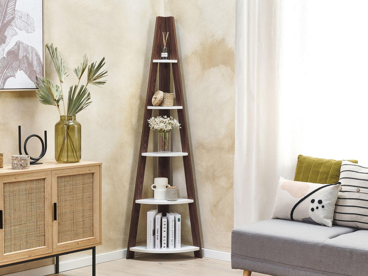 BÜCHERREGAL 5 Fächer Mobile Solo - Dunkelbraun, Holzwerkstoff (49/175/31cm) - Beliani