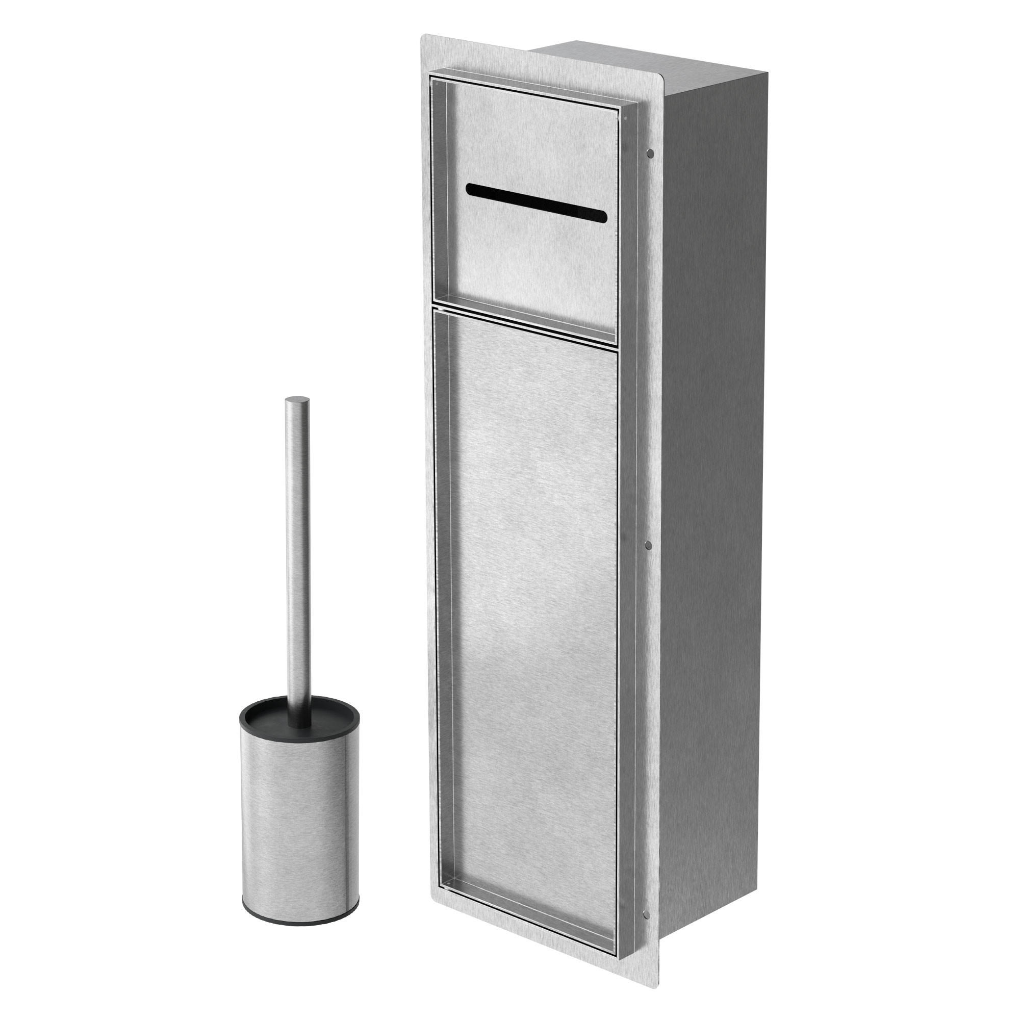 LuxeBath ZAPUŠTĚNÝ skříňkový modul na toaletní papír z nerezové oceli, stříbrný, 60 x 20 x 14 cm