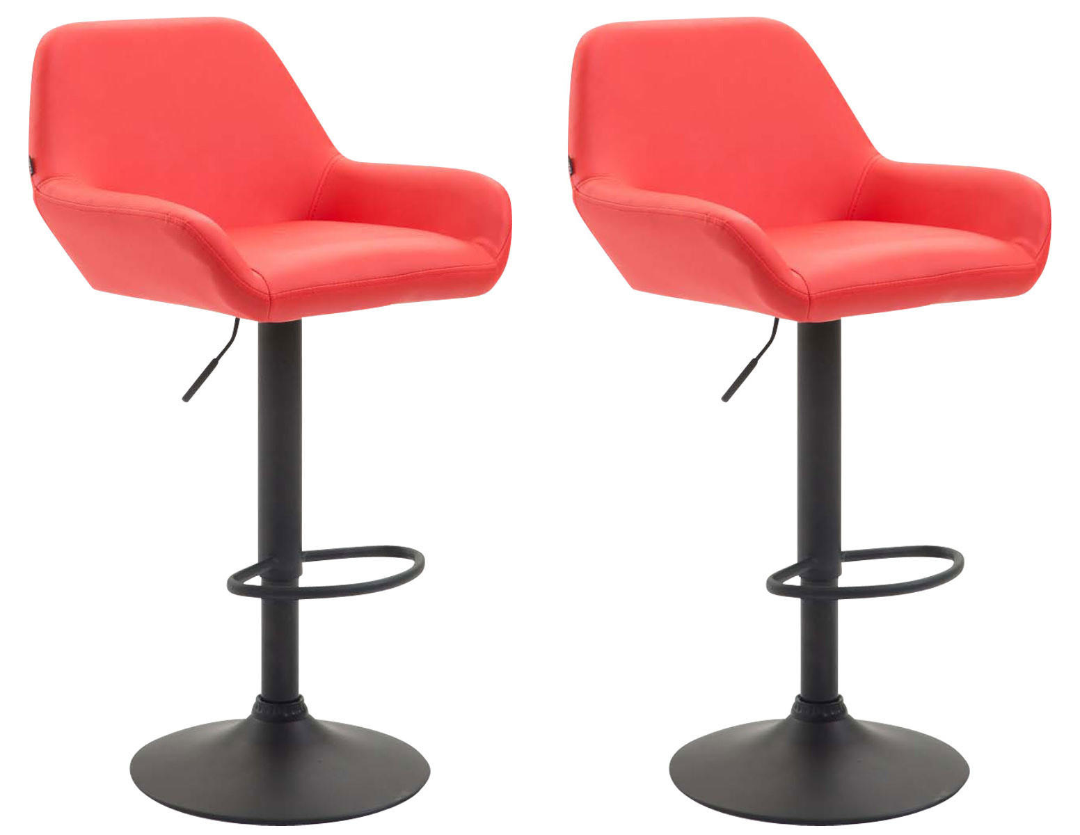 BARHOCKER 2er Set Lederlook rot - Rot/Schwarz, Textil/Metall (51/89/52cm) - CLP