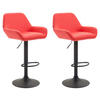 BARHOCKER 2er Set Lederlook rot - Rot/Schwarz, Textil/Metall (51/89/52cm) - CLP