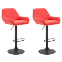 BARHOCKER 2er Set Lederlook rot - Rot/Schwarz, Textil/Metall (51/89/52cm) - CLP