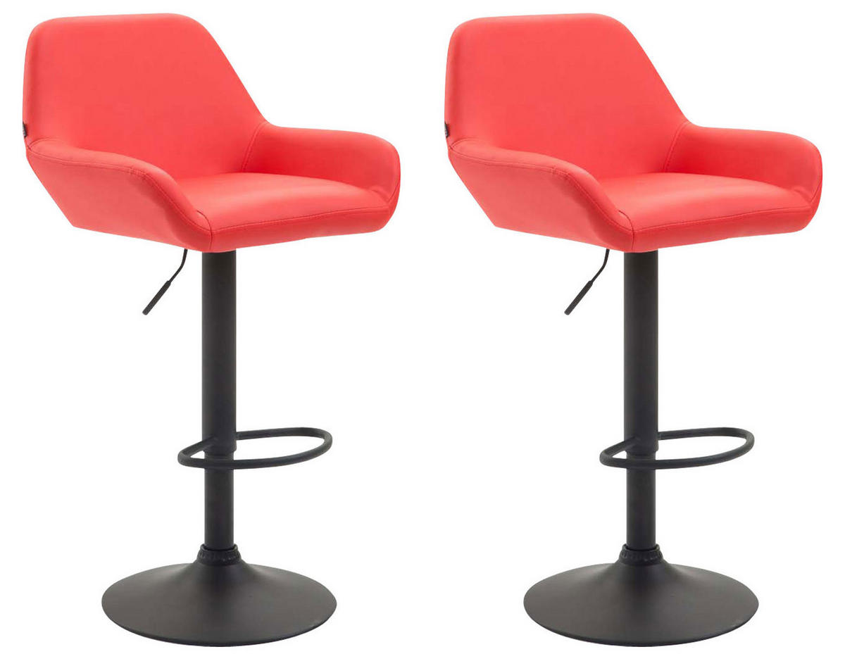 BARHOCKER 2er Set Lederlook rot - Rot/Schwarz, Textil/Metall (51/89/52cm) - CLP
