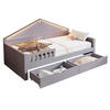 KINDERBETT 90/200 cm grau aus Massivholz und MDF mit LED-Lichtleiste und Schubladen - Grau, Holz (90/200cm) - OKWISH
