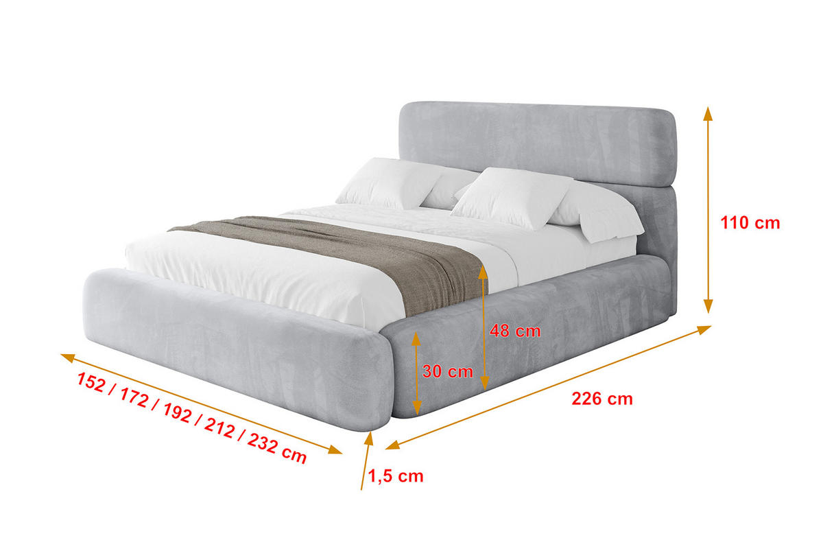 POLSTERBETT mit Bettkasten und Lattenrost, Boxbett ohne Matratze - ENORA 120x200 Hellgrau - Hellgrau, Holzwerkstoff/Textil (120/200cm) - ALTDECOR