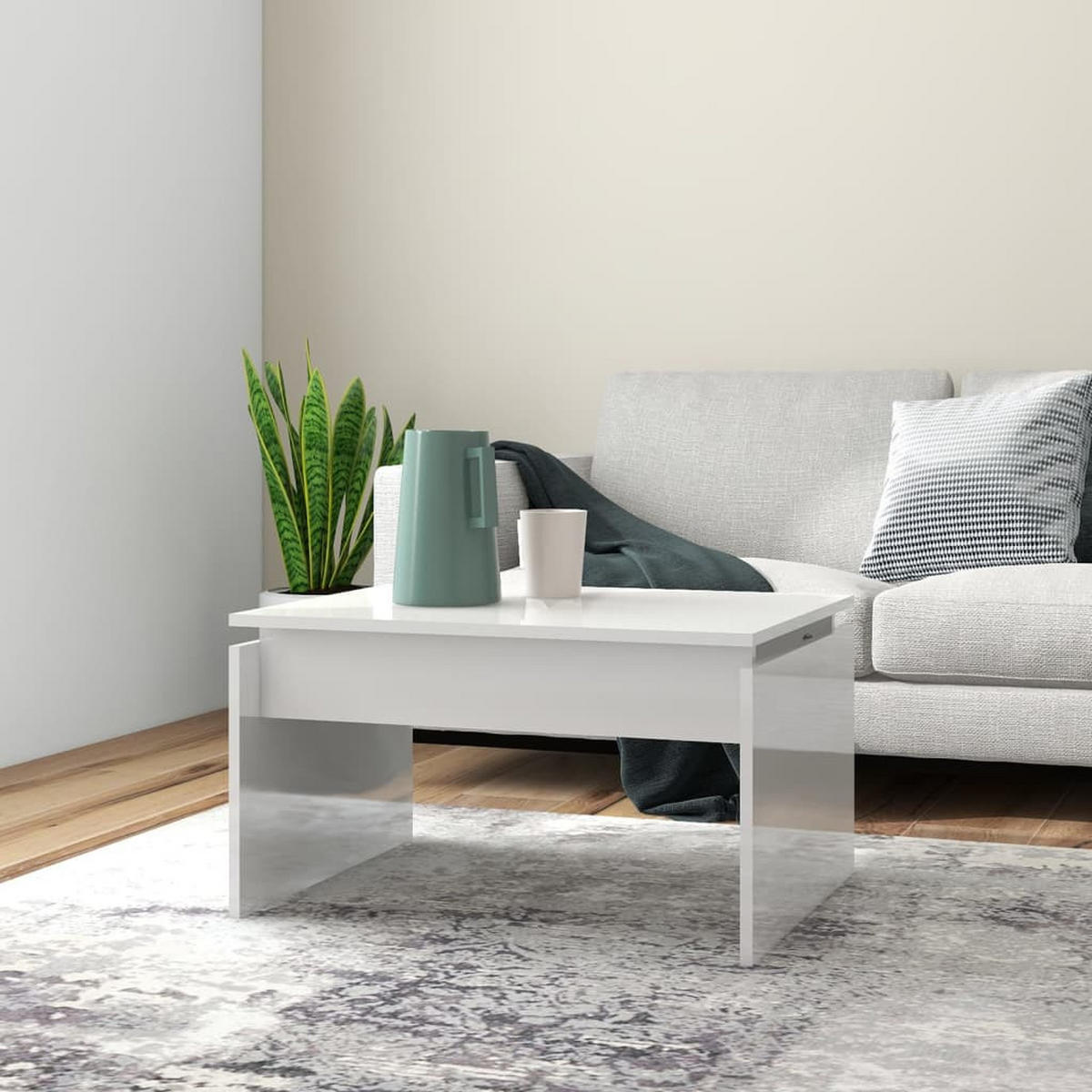 COUCHTISCH Hochglanz-Weiß 68x50x38 cm Holzwerkstoff - Weiß, Holzwerkstoff (68/50/38cm) - furnicato