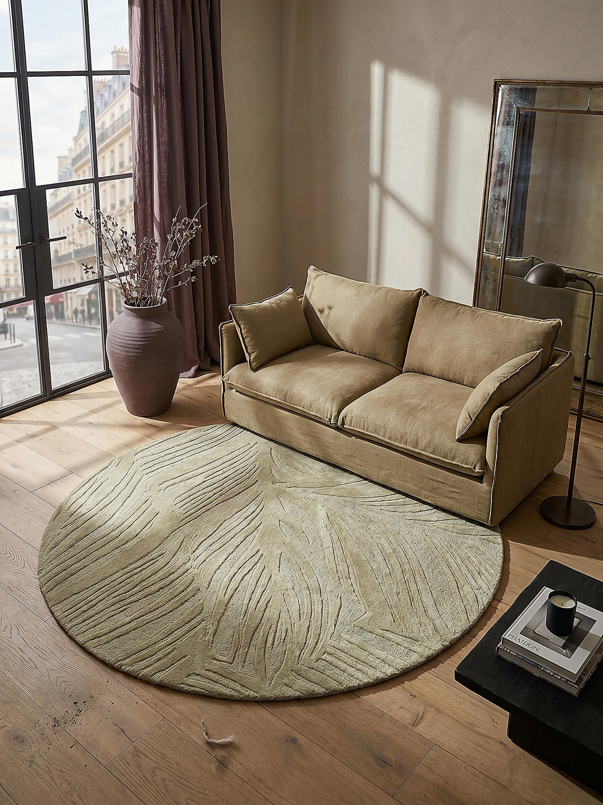 WOLLTEPPICH LEVEN Ø 160 cm - Grün, Textil (160/160cm) - KADIMA DESIGN