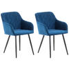 ARMLEHNENSTUHL 2er Set Samt blau - Blau/Schwarz, Textil/Metall (47/84/44cm) - CLP