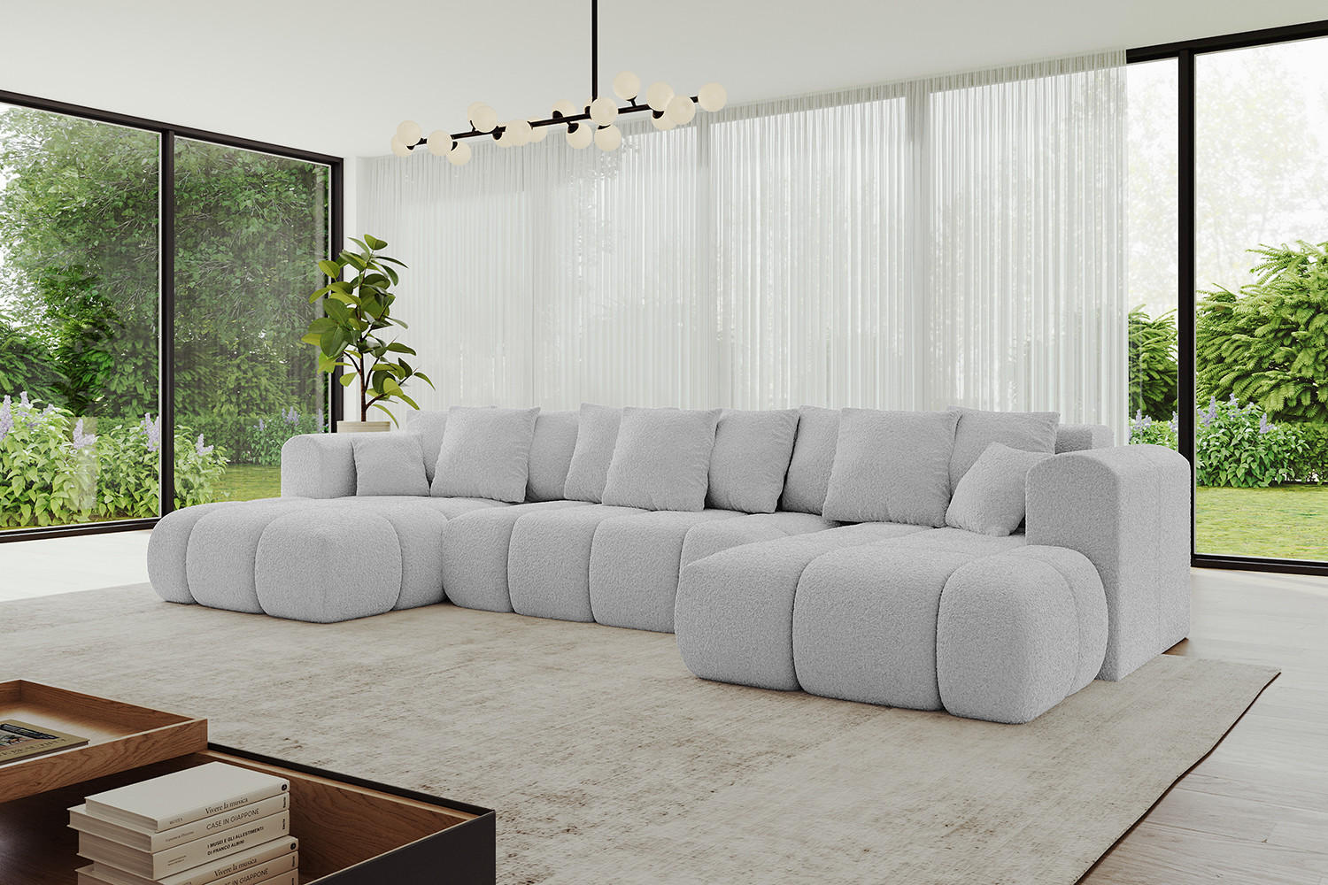 Thumbnail - Altdecor Wohnlandschaft, Hellgrau, Textil, 6-Sitzer, U-Form, 405x90x185 cm, Wohnzimmer, Sofas & Couches, Wohnlandschafte...