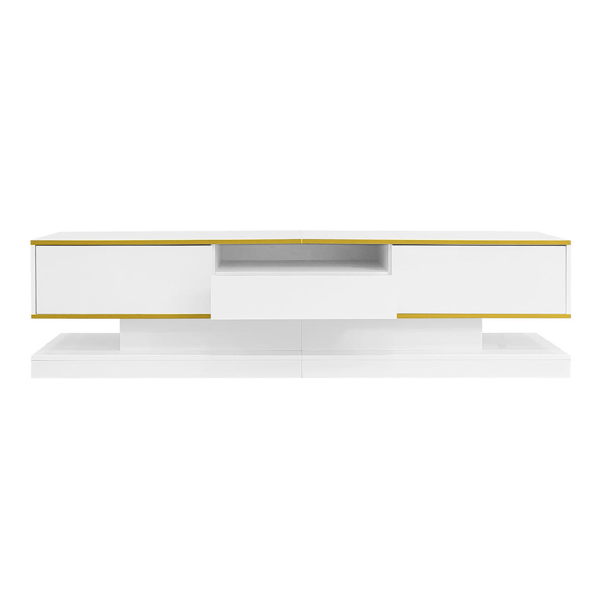 LOWBOARD DE-40561 3 Schubladen mit LED und goldenen Akzenten Weiß - Weiß, Holzwerkstoff (180/45/38cm) - ComfortXL
