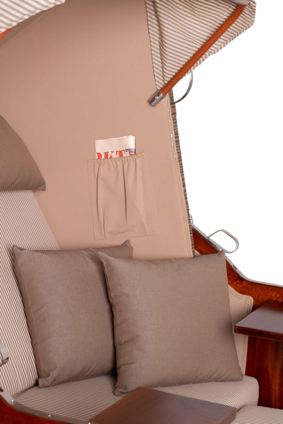 STRANDKORB Komplettset Seeblick Mahagoni PE Grey Dessin 510 - Beige/Braun, Naturmaterialien/Metall (125/170/80cm) - Mr. Deko