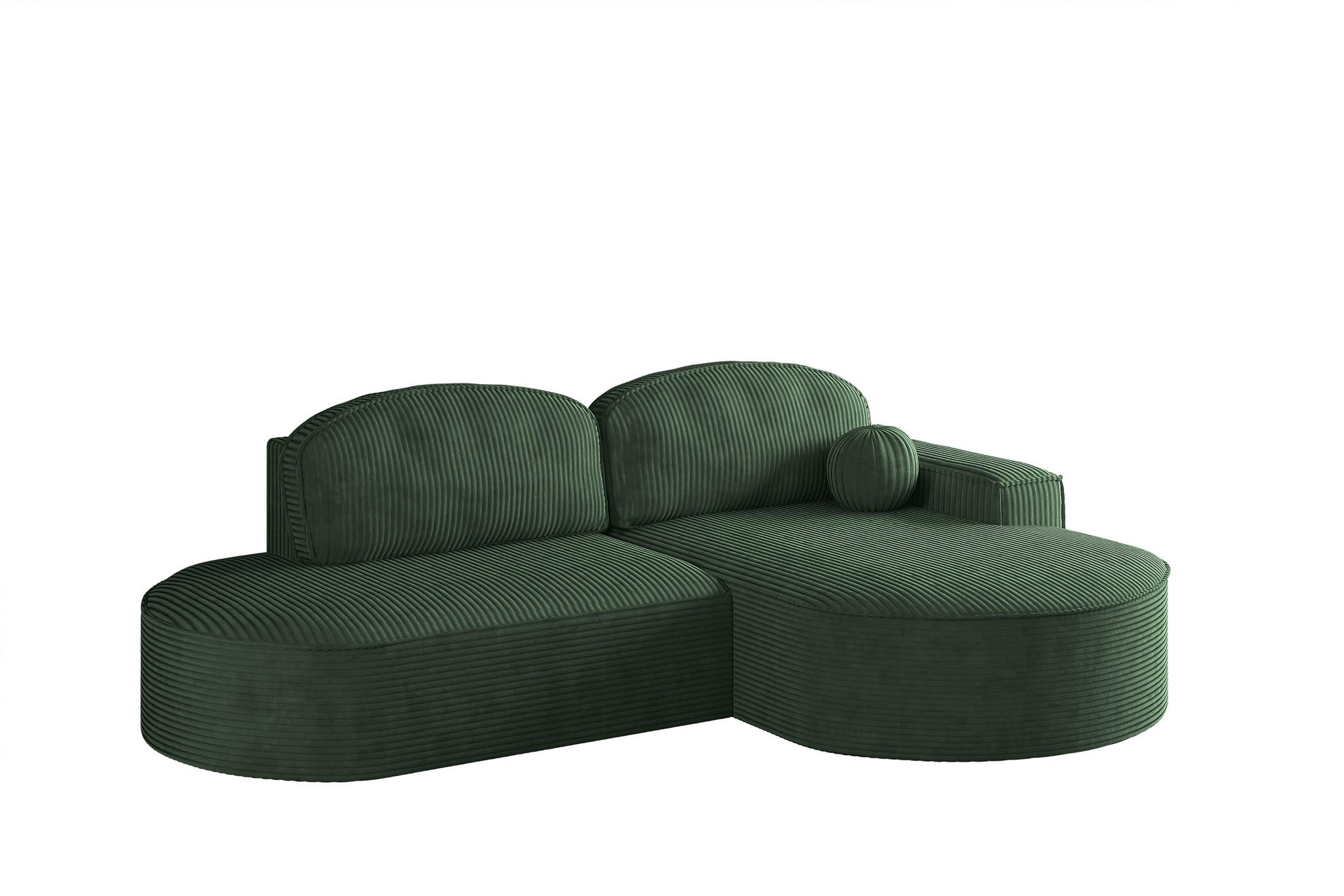 ECKSOFA Girona Mit Schlaffunktion - Grün, Holzwerkstoff/Textil (278/179cm) - Fun Möbel