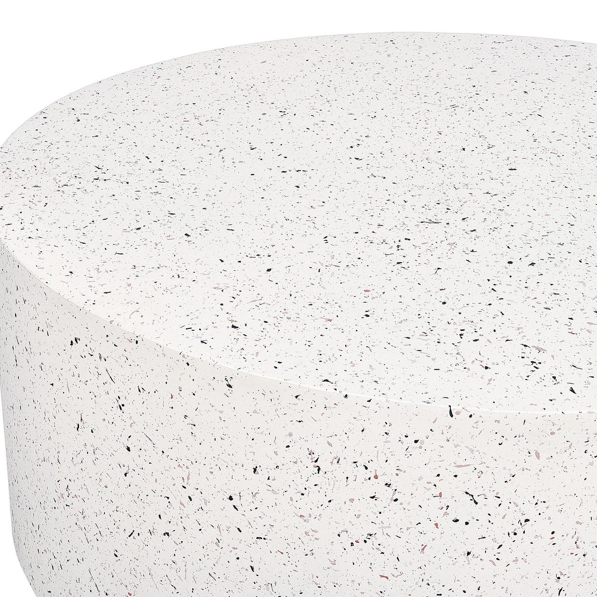 GARTEN Beistelltisch Beton weiß Terrazzo Optik rund 90 cm Trezzo - Weiß, Keramik (90/90/41cm) - Beliani