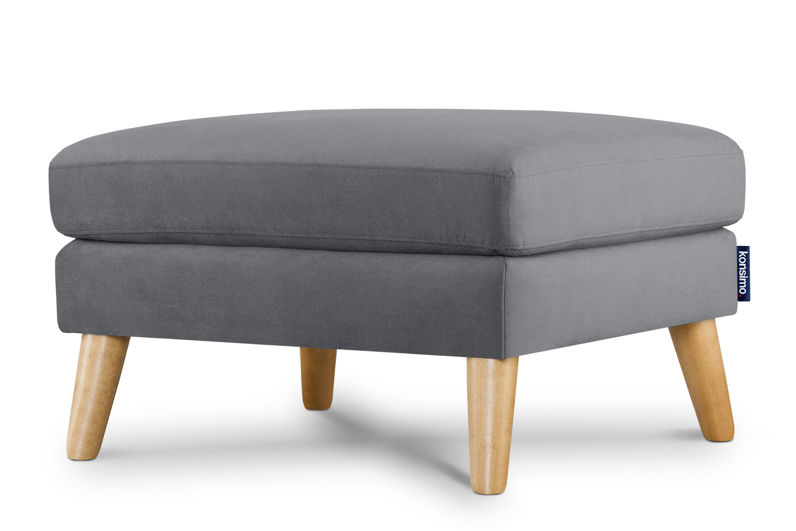 SITZHOCKER TAGIO Pouffe, grau - Braun/Grau, Buchenholz/Textil (65/46/80cm) - KONSIMO®