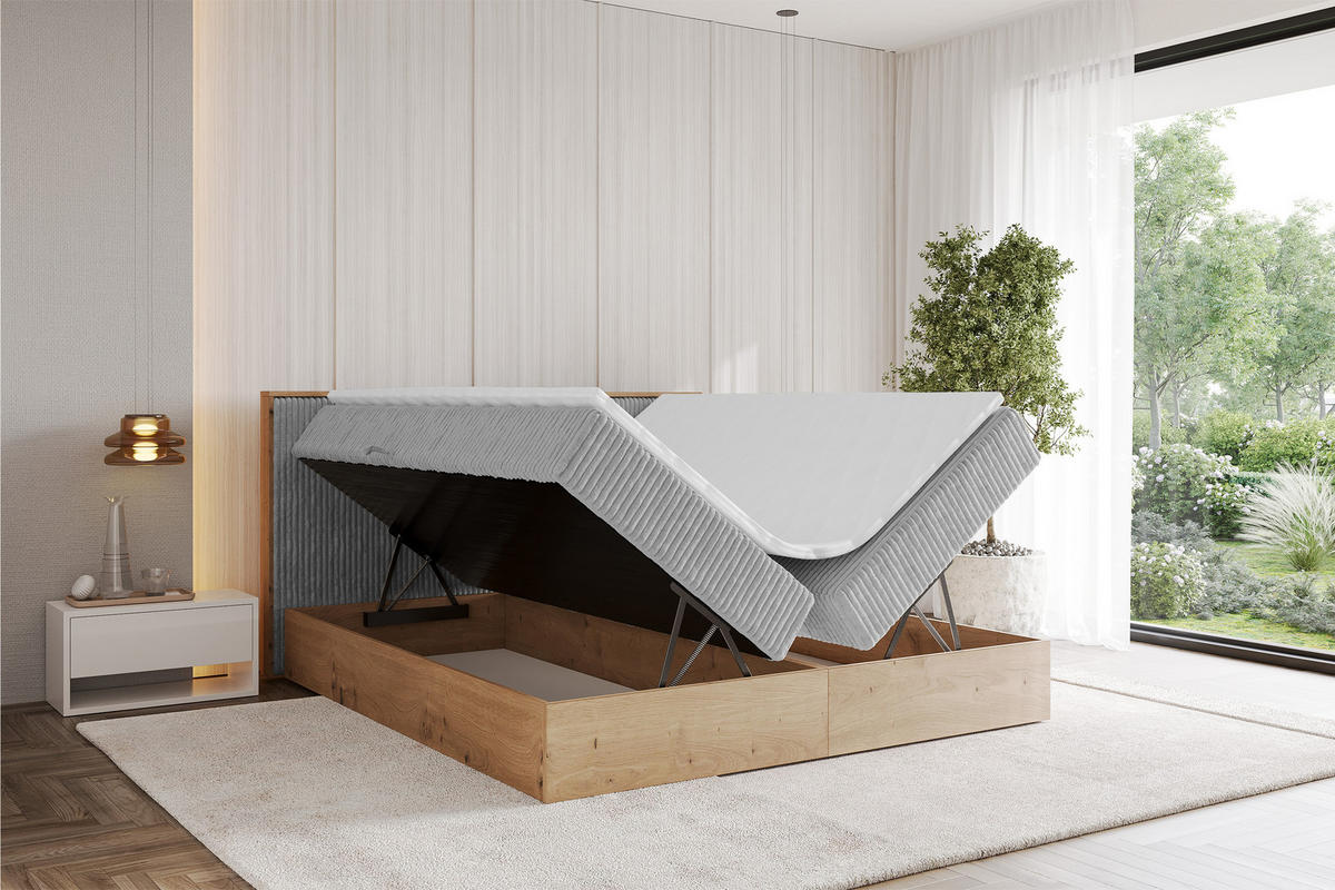 BOXBETT LOLLI9 - 140x200 - H3 Grau - Grau, Holzwerkstoff (140/200cm) - ALTDECOR