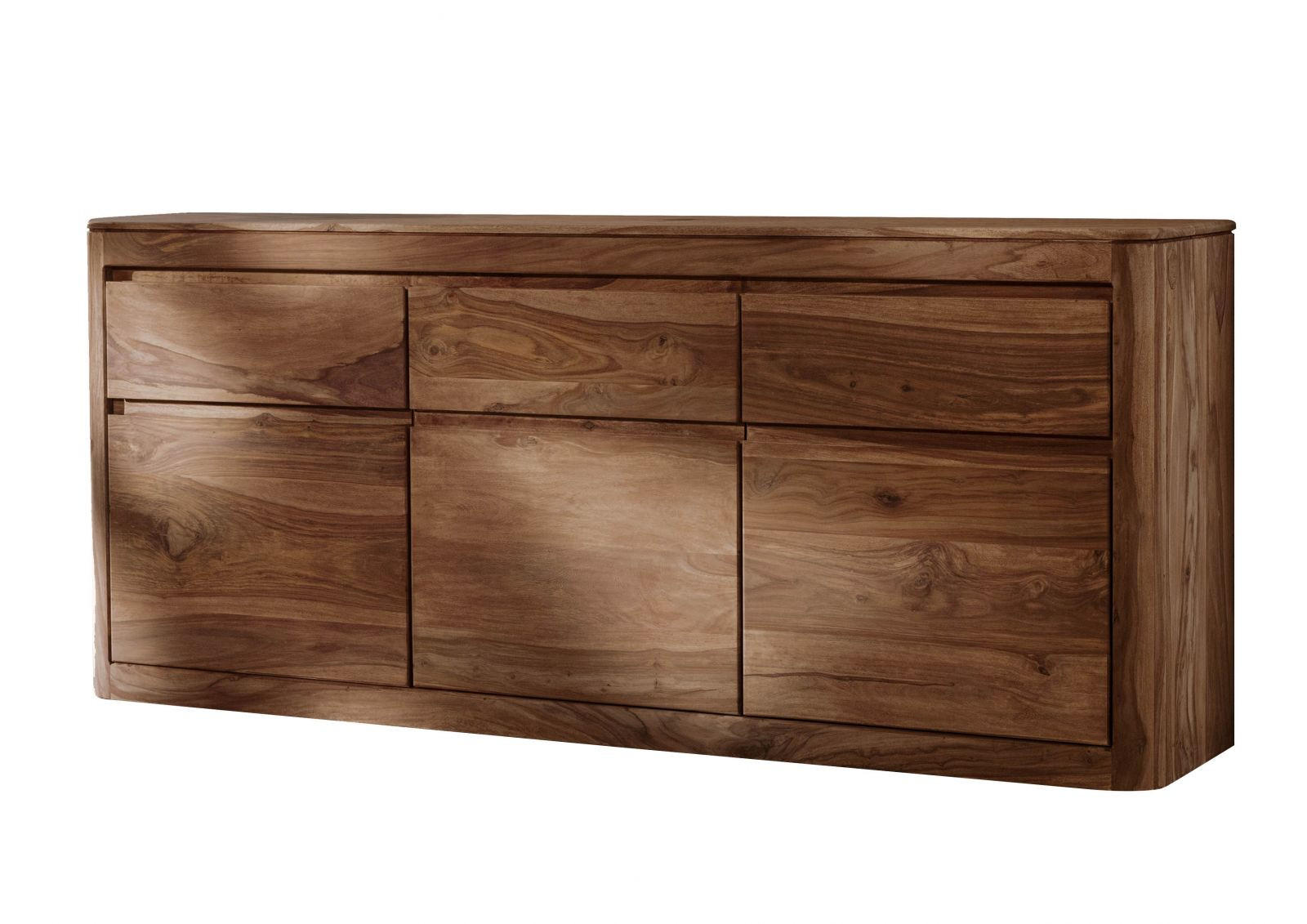 SIDEBOARD Sheesham 185x40x80 rot-braun gebeizt TORONTO #101 - Dunkelbraun, Holz (185/80/40cm) - Massivmoebel24
