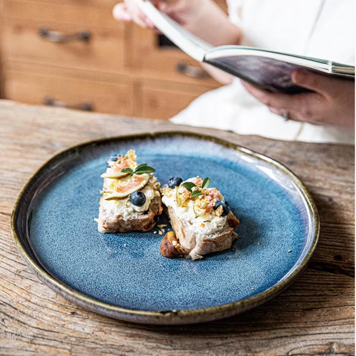 FRÜHSTÜCKSTELLER 6er-Set Keramik Blau 21,7 cm - Blaugrau, Keramik (21.7/1.5/21.7cm) - Quality Elegance