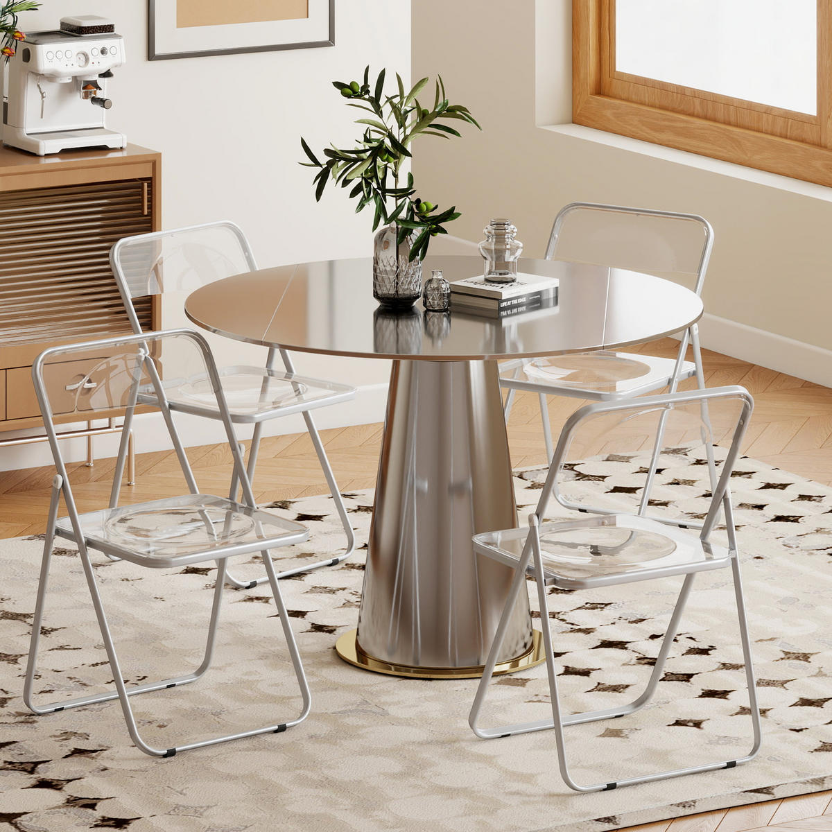 KLAPPSESSEL Transparent 4 Stück - Transparent, Kunststoff (47/75/48cm) - GiPP