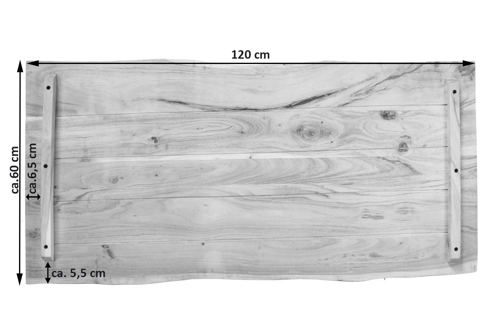 TISCHPLATTE CURT - Beige/Naturfarben, Akazienholz/Holz (60/120/3cm) - SAM