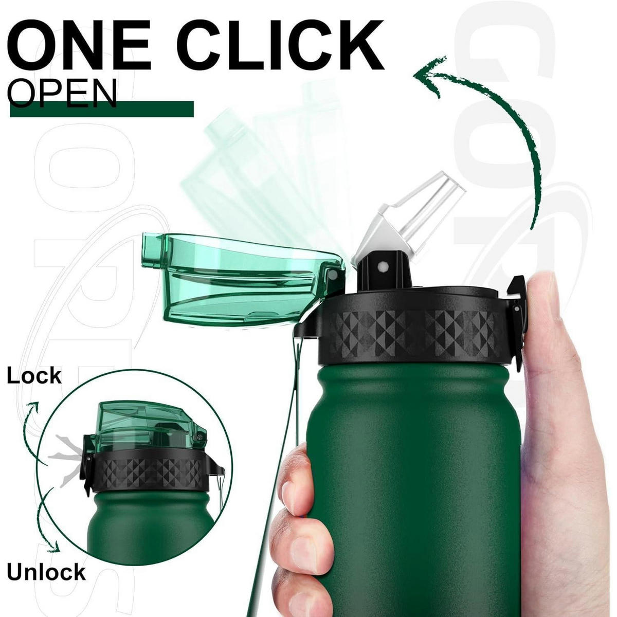 TRINKFLASCHE Edelstahl 600 ml Moss Green - Olivgrün, Metall (7/7cm)