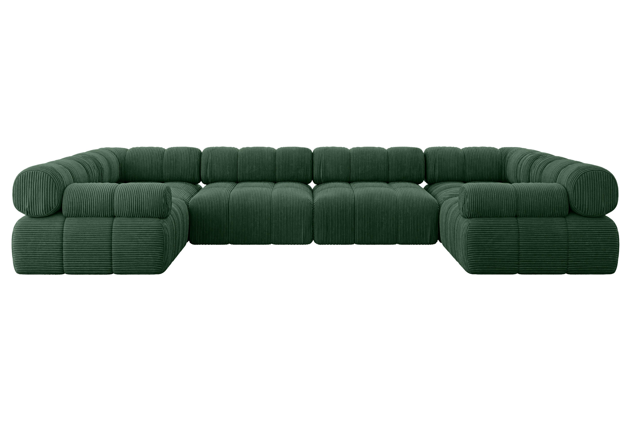 WOHNLANDSCHAFT modulares Sofa Birno-U2 - 380x190x70 cm Grün Cord - Grün, Holzwerkstoff/Textil (380/70/190cm) - ALTDECOR