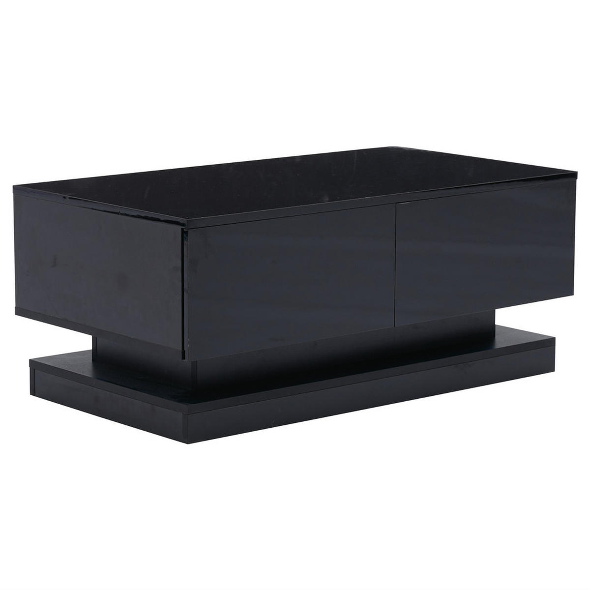COUCHTISCH 90x50cm Schwarz Hochglanz LED App 2 Schubladen Modern - Schwarz, Holz (99.85/58.7/15.85cm) - FLIEKS