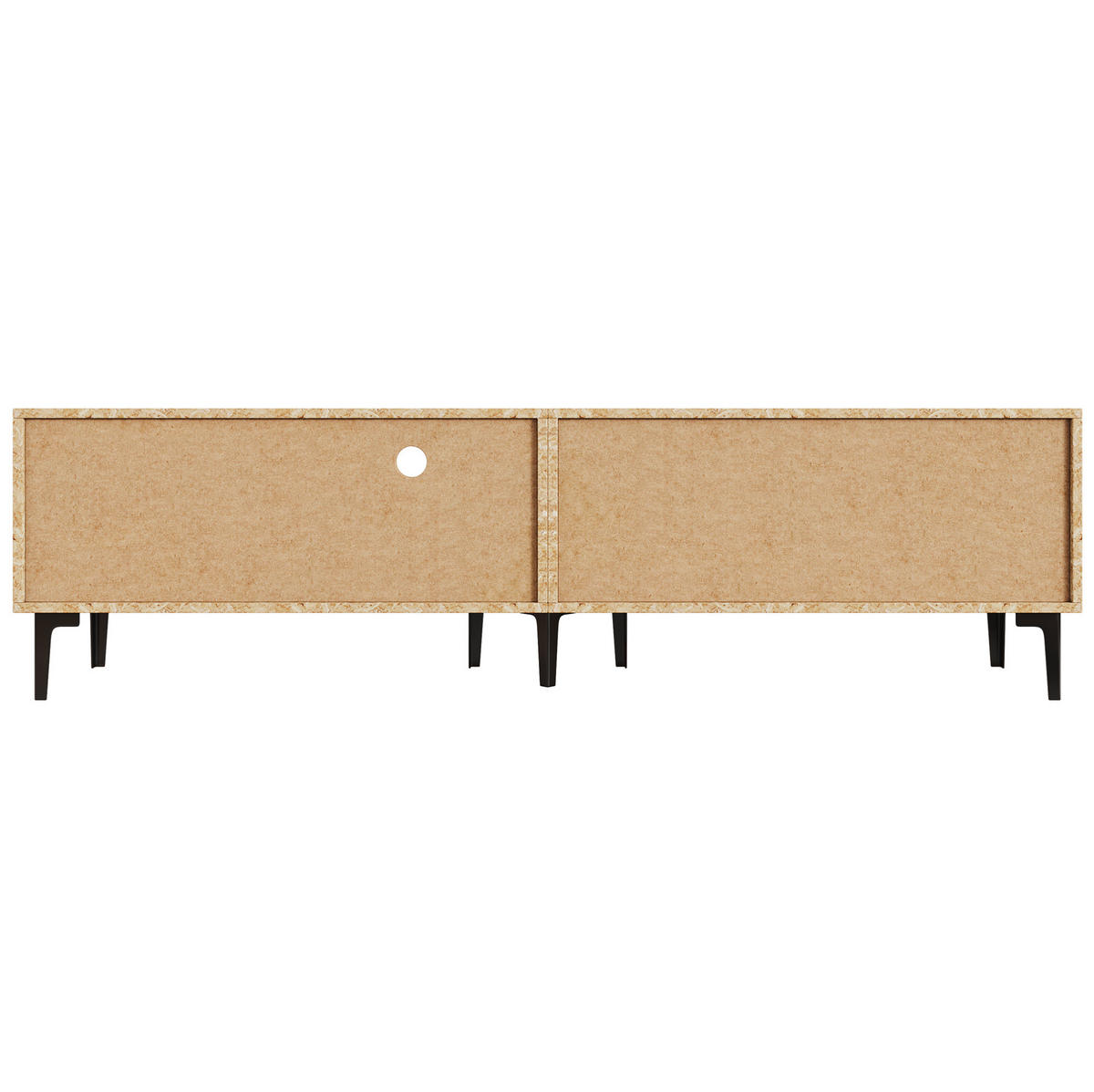 LOWBOARD 180/35/49 cm aus Spanplatte mit 3 Türen und 2 offenen Fächern Schwarz/Eichefarben - Schwarz, Holzwerkstoff (180/49/35cm) - Modenvie