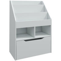 KINDER Bücherregal Kinderregal mit Schublade, 3 Ablagefächern, 2 offenen Fächern - Grau, Holzwerkstoff (29.9/90/60cm) - HOMCOM