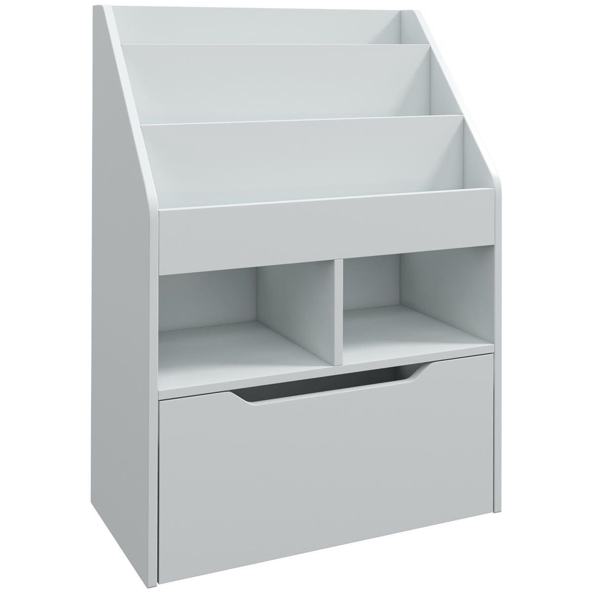 KINDER Bücherregal Kinderregal mit Schublade, 3 Ablagefächern, 2 offenen Fächern - Grau, Holzwerkstoff (29.9/90/60cm) - HOMCOM