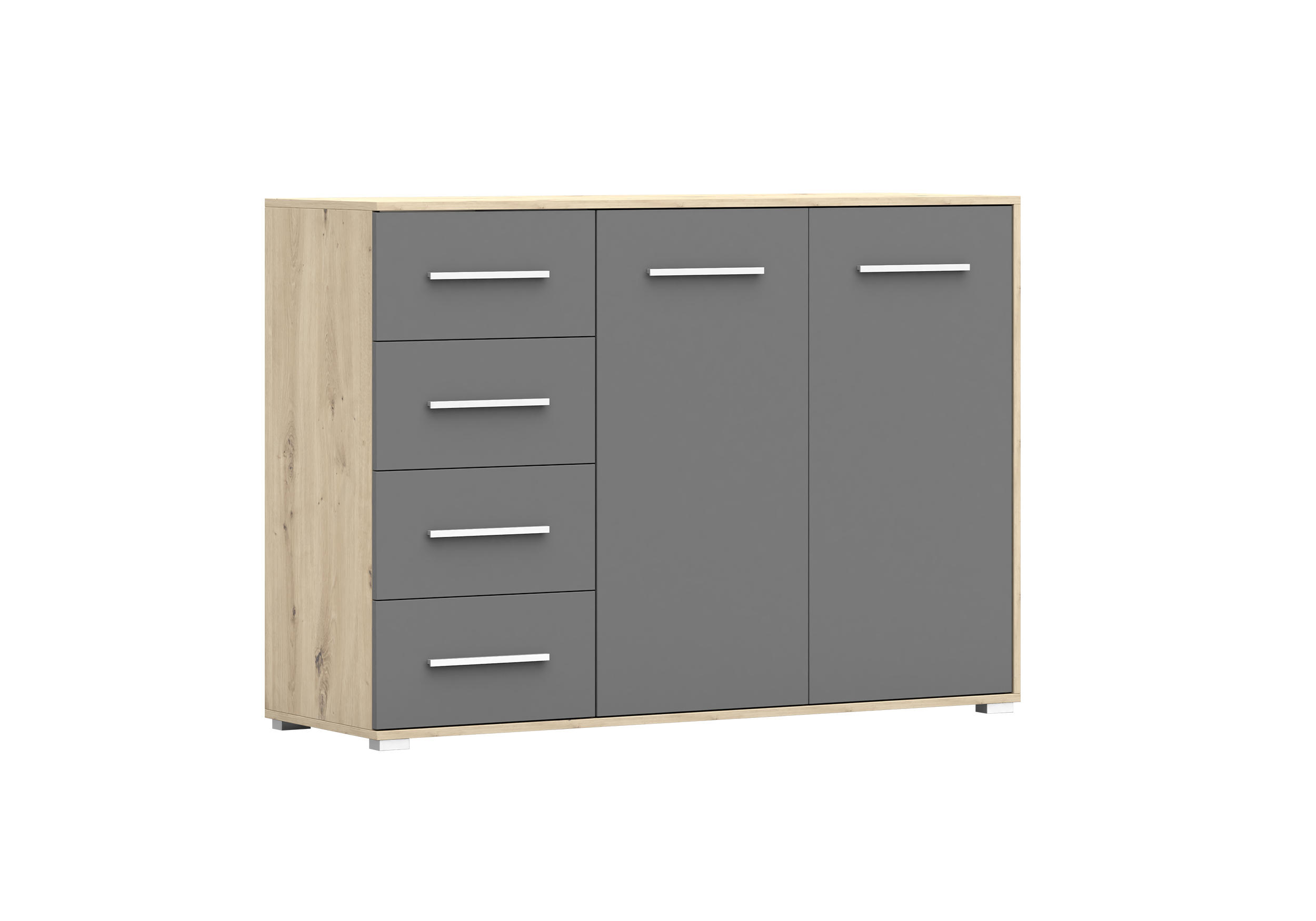 KOMMODE - Highboard IRYS 01 2D4S Artisan + Grau - Eiche Artisan/Grau, Holzwerkstoff (135/95/45cm) - Möblo