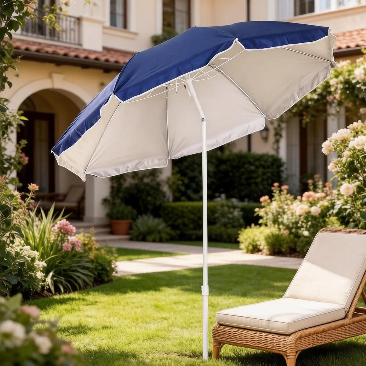 SONNENSCHIRM 160/160/205 cm Blau (Keine Basis) - Blau, Metall (150/150cm) - Oxeza