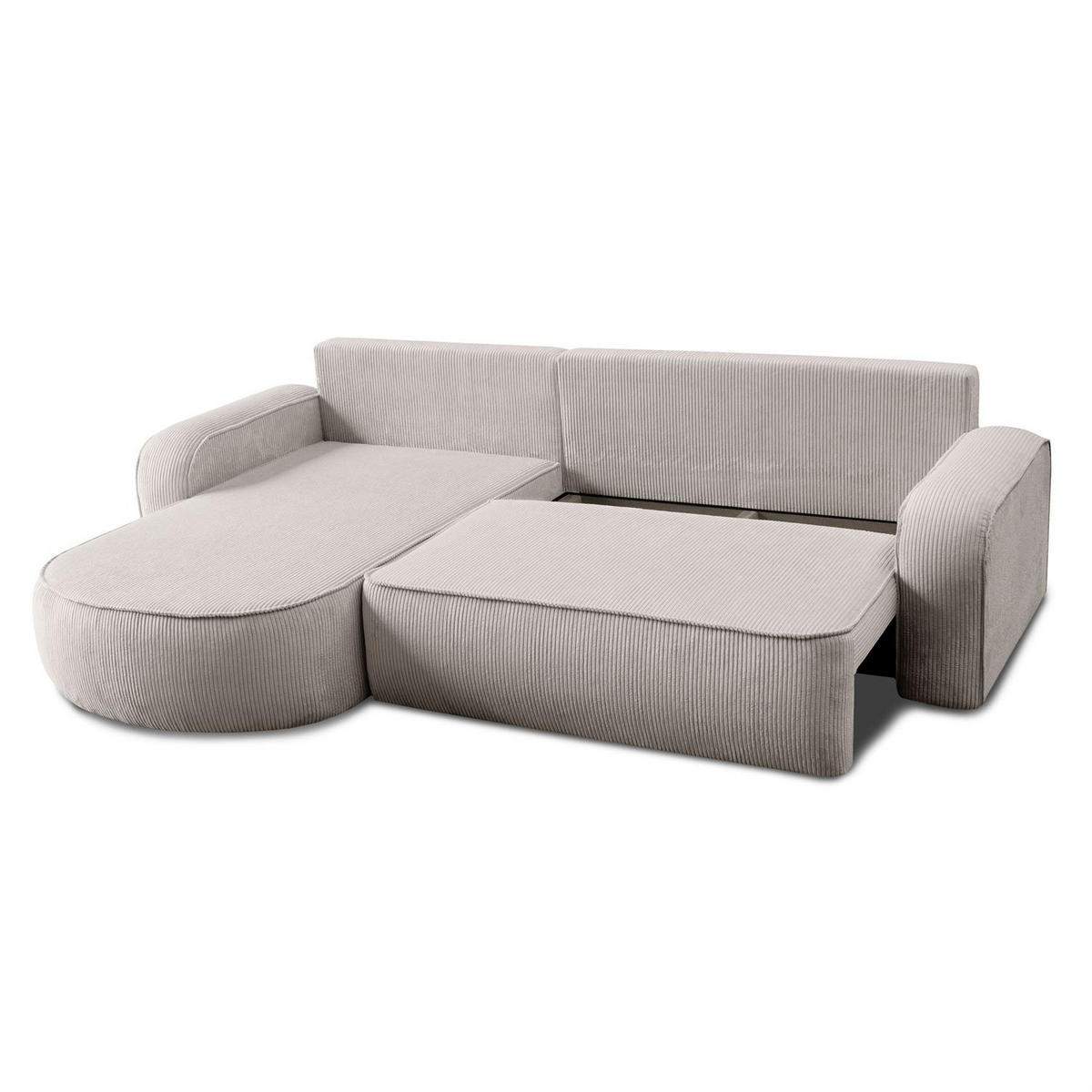 Ecksofa VENUS mit Schlaffunktion und Bettkasten, Poso 100 - Creme, Textil (275/178cm) - Lookway