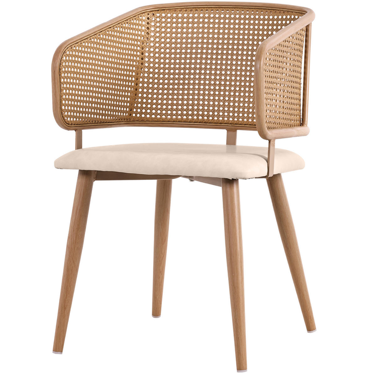 ESSZIMMERSTÜHLE 2er-Set Rattan-Rückenlehne PU-Leder Beige/Braun - Beige, Holz (51/79/47cm) - Meubliv