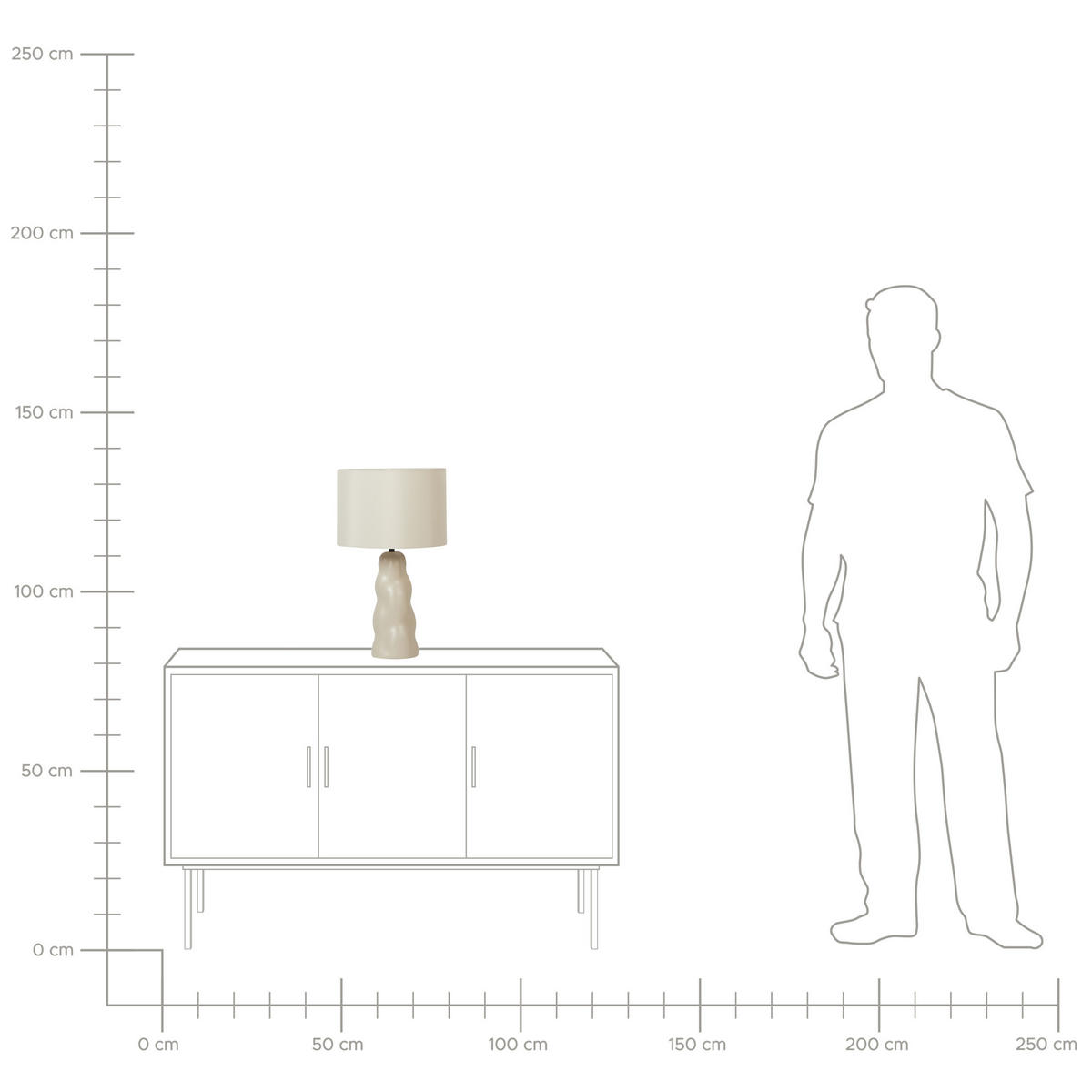 TISCHLAMPE Beige Vilar - Beige, Keramik (30/30/51cm) - Beliani