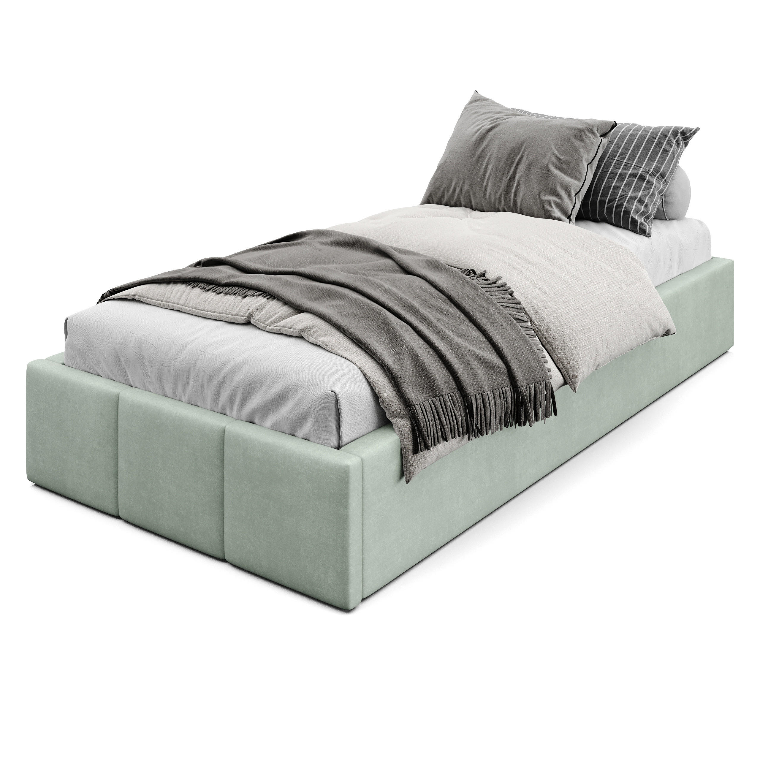 POLSTERBETT für Schlafzimmer Bett mit Stauraum Mint 90x200cm - Mintgrün, Holzwerkstoff/Textil (90/200cm) - Muralo