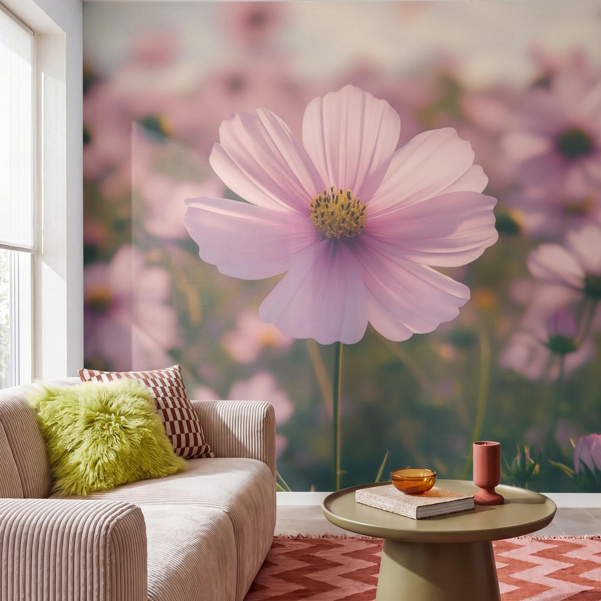 TAPETE - Blumen - Lila - Unscharf - 300x300 cm - Rosa, Papier (300/300cm) - OnlyWow