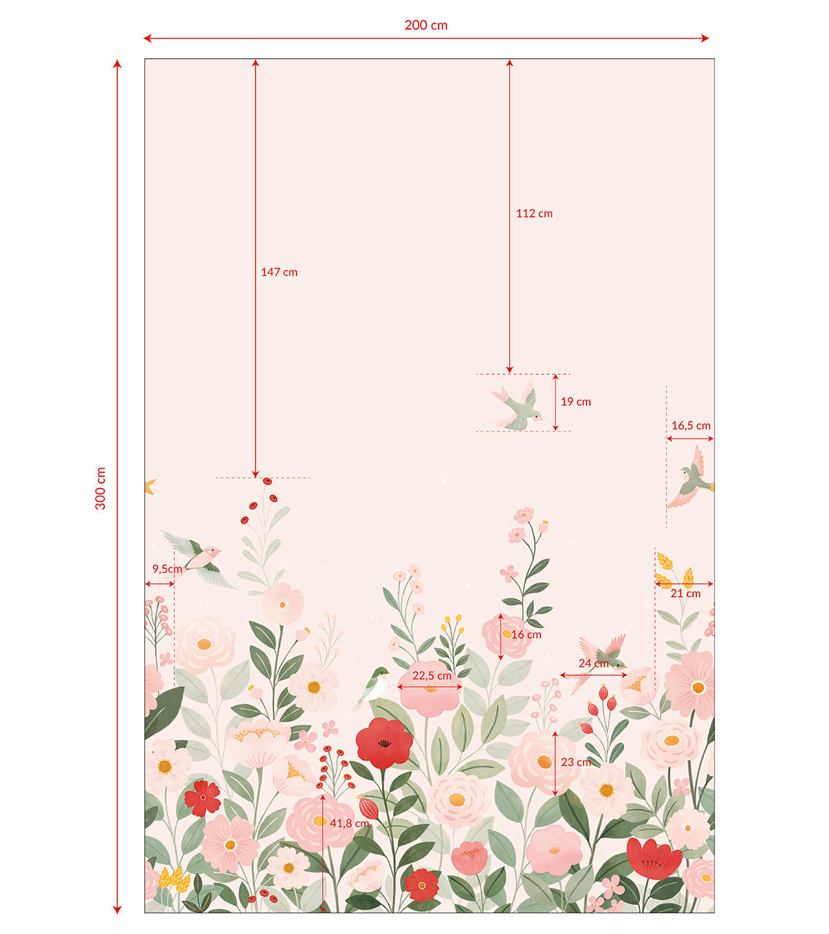 PANORAMA-VLIESTAPETE Blumengarten 2 x 3 m, rosa - Pink/Rosa, Papier (200/300cm) - Lilipinso