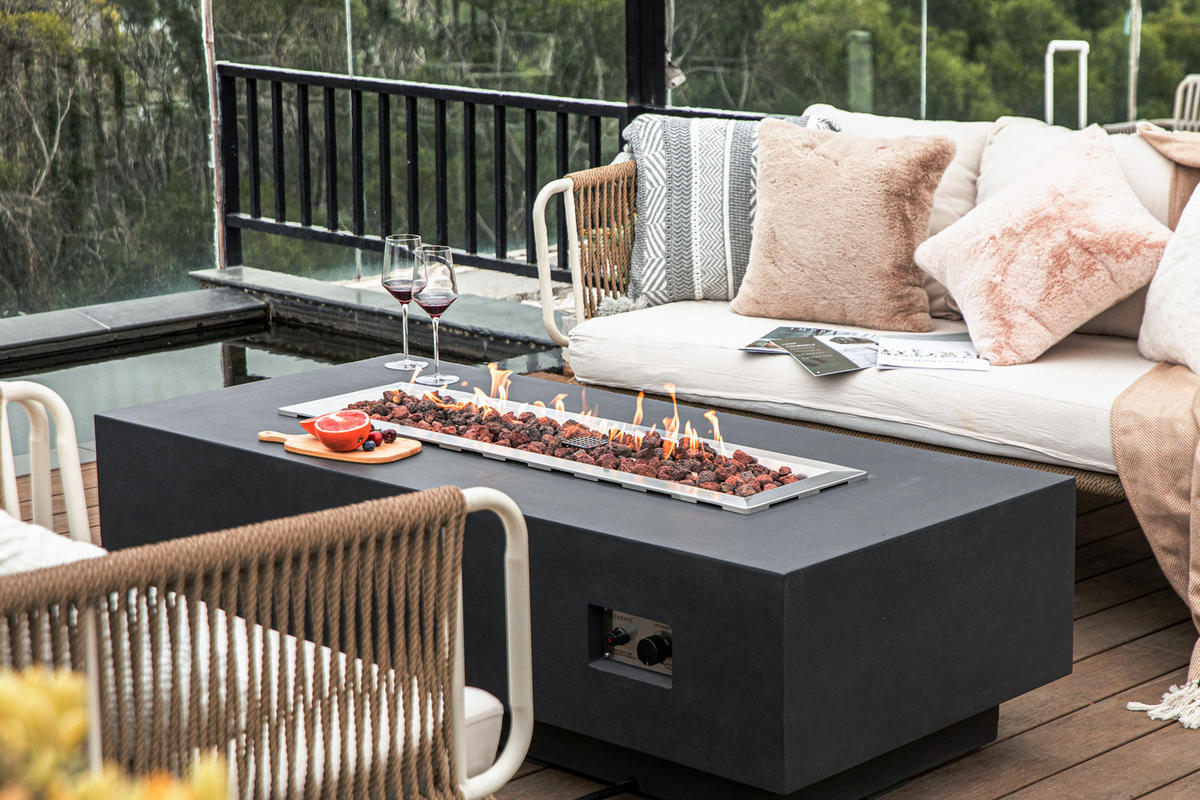 GRANVILLE Feuerstelle - Dunkelgrau, Stein (70/43/152cm) - Elementi