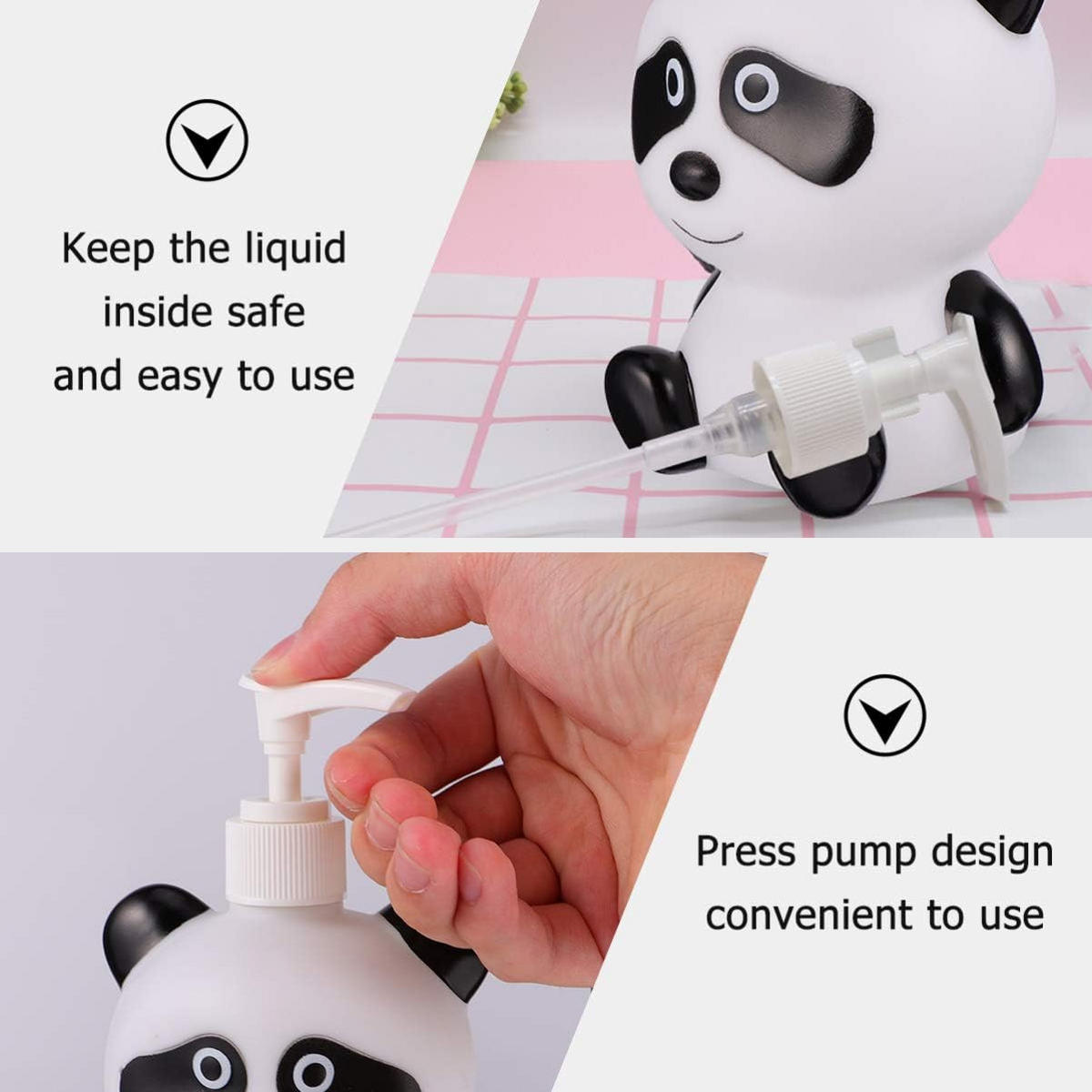 SEIFENSPENDER , Niedlicher Panda-Seifenspender 300 ml - Schwarz, Kunststoff (8.5/8.5/16cm) - BELZ