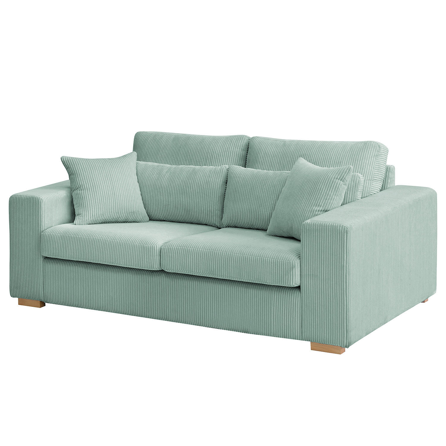 2,5-SITZER SOFA - Buchefarben/Hellblau, Holz/Buchenholz (194/85/104cm) - home24