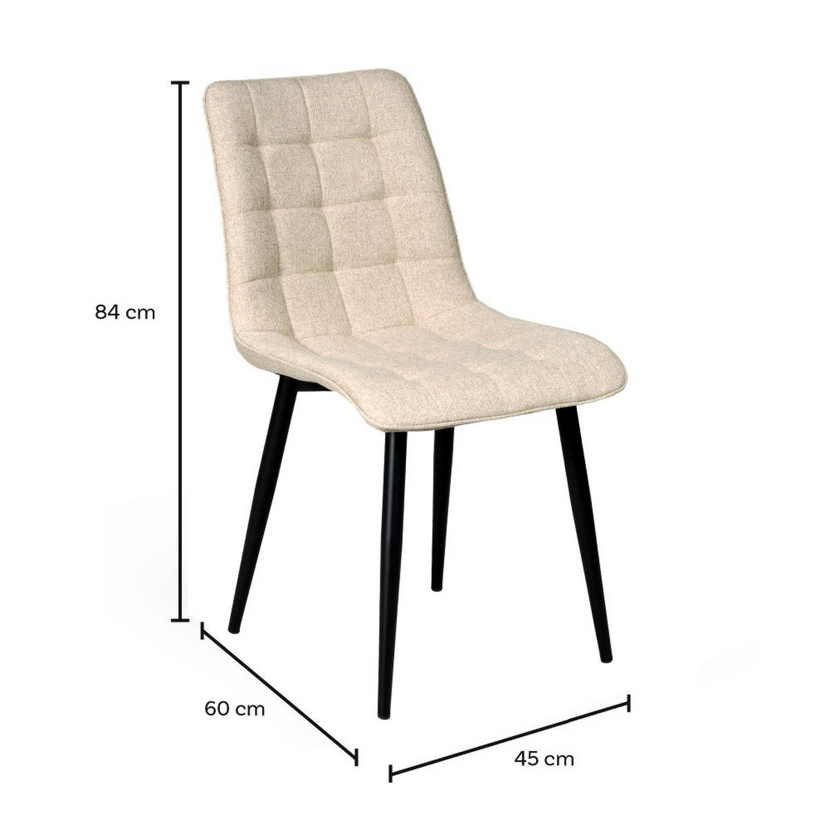 ESSZIMMERSTUHL 4er Set/ MUSE, Beige - Beige/Schwarz, Metall (45/84/60cm) - Weber Industries