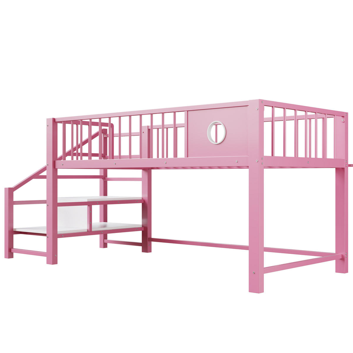 KINDERBETT 90/200 cm DE-01522, in Rosa, mit Aufbewahrungsleiter - Pink, Metall (90/200cm) - ComfortXL