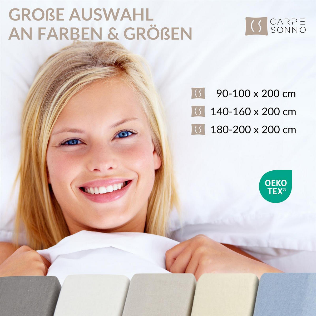 SPANNBETTLAKEN-BOXSPRINGBETT 180x200 - 200x200 Jersey Spannbetttuch 100% Baumwolle, Bettlaken Uni Weiß - Weiß, Textil (200/200cm) - Carpe Sonno