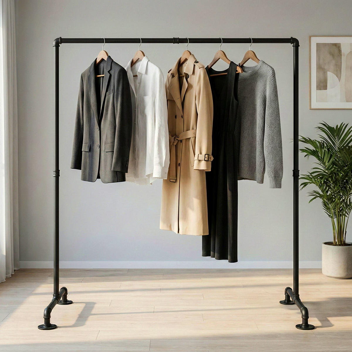 KLEIDERSTÄNDER 150 cm-schwarz-Metall - Schwarz, Metall (150/150/55cm) - CLP