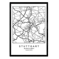 POSTER Stuttgart Minimalistische Stadtplanen A4 Rahmenlos - Klar, Papier (29.7/5/21cm) - Nacnic