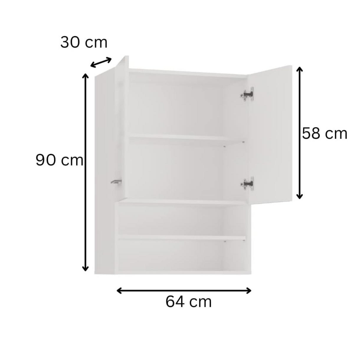WASCHMASCHINENSCHRANK Bagnoli M: H: 90 cm, B: 64 cm, T: 30 cm white - Weiß, Holzwerkstoff (30/90/64cm) - 3XE LIVING