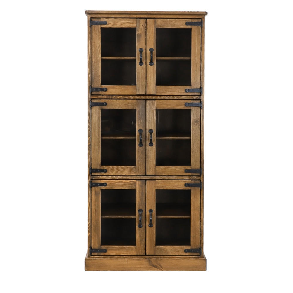 VITRINE aus Massivholz Rustyk 3 - Dunkelbraun/Schwarz, Holz (90/190/40cm) - Seart