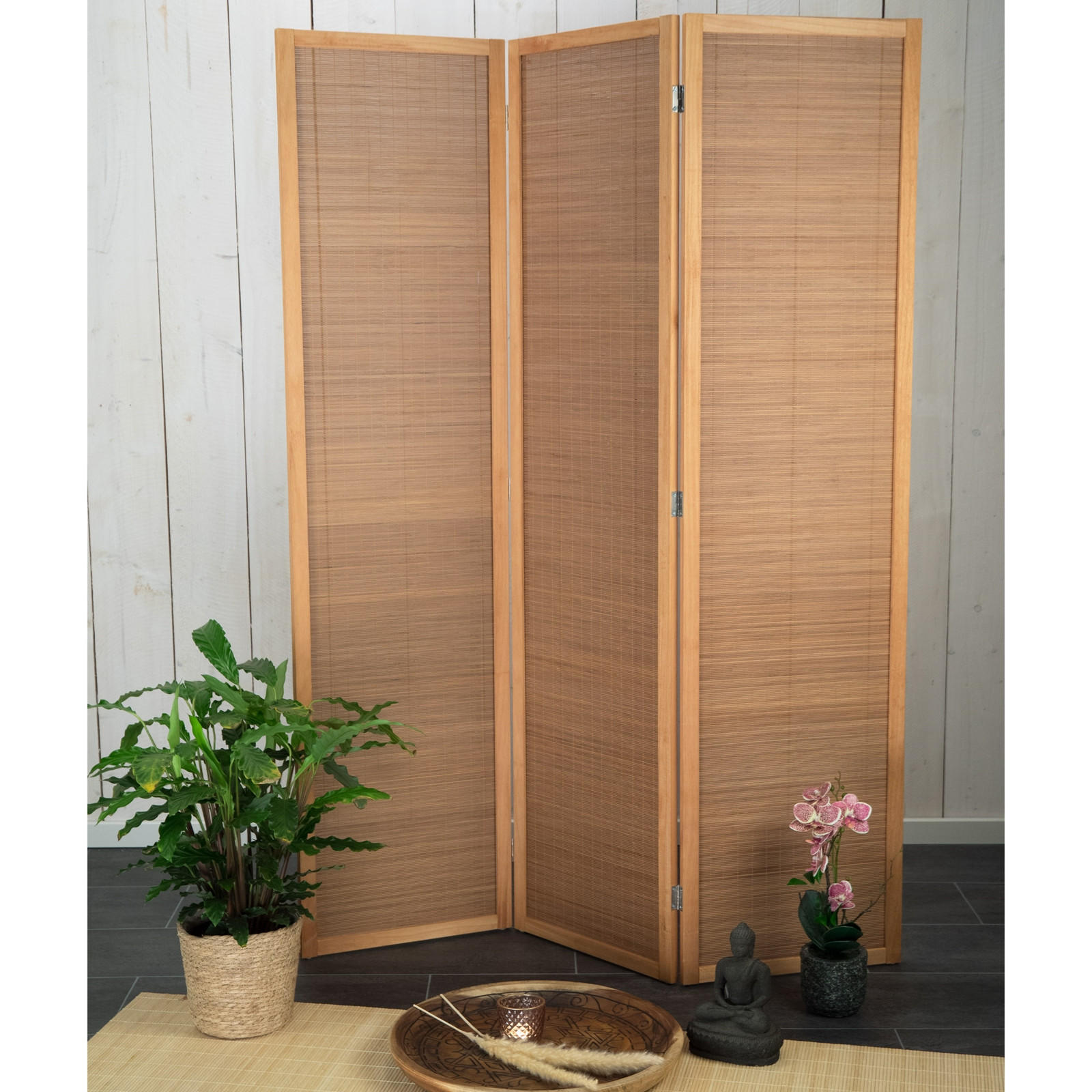 RAUMTEILER Alara 3-tlg. Bambus - Braun, Holz (120/170/2cm) - CREEDWOOD