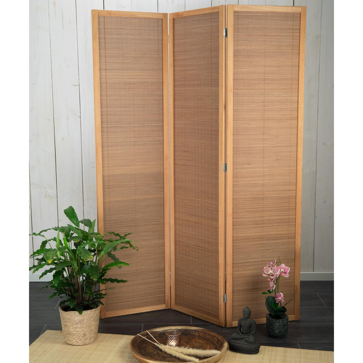 RAUMTEILER Alara 3-tlg. Bambus - Braun, Holz (120/170/2cm) - CREEDWOOD