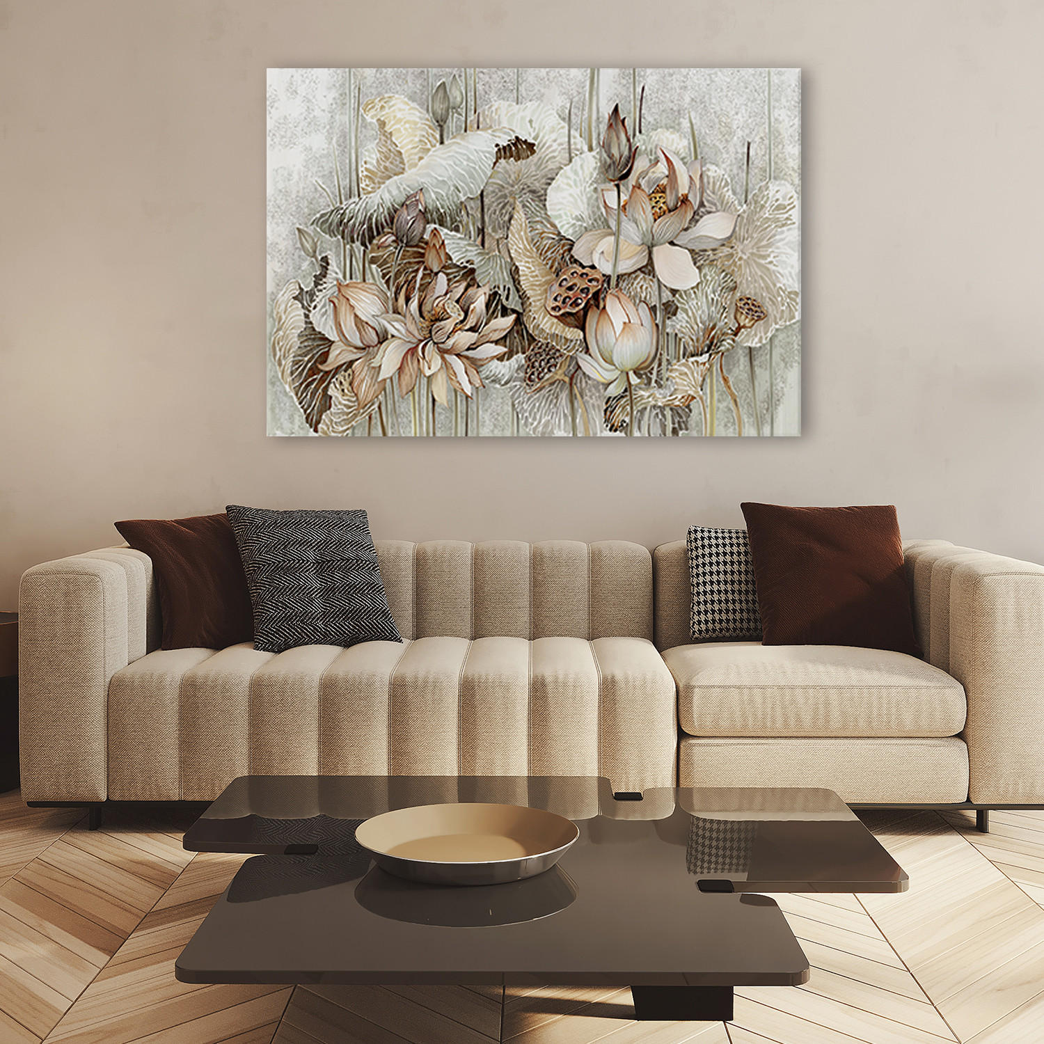 WANDBILD saint lotos blumen - Pink, Textil (60/40cm) - Feeby